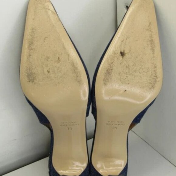 NEW MARYAM AMALKI  Cassidy Pumps Slingback Squared Toe Cushioned Denim Size 8 - Picture 8 of 13